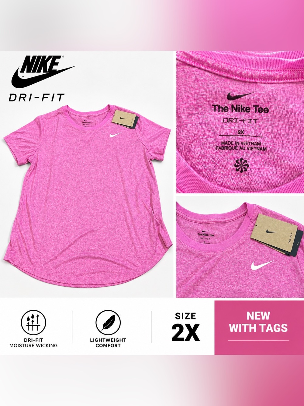 Nike Dri-FIT Women's Short Sleeve Tee — Pink (2X)